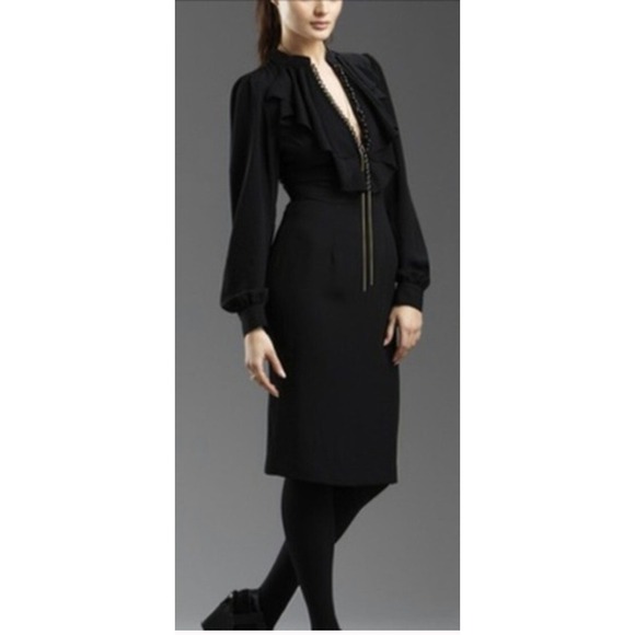 Twenty8Twelve Holly Dress Ruffle Beads V-Neck Long Sleeve Black Size X-Small 2 - Picture 11 of 12